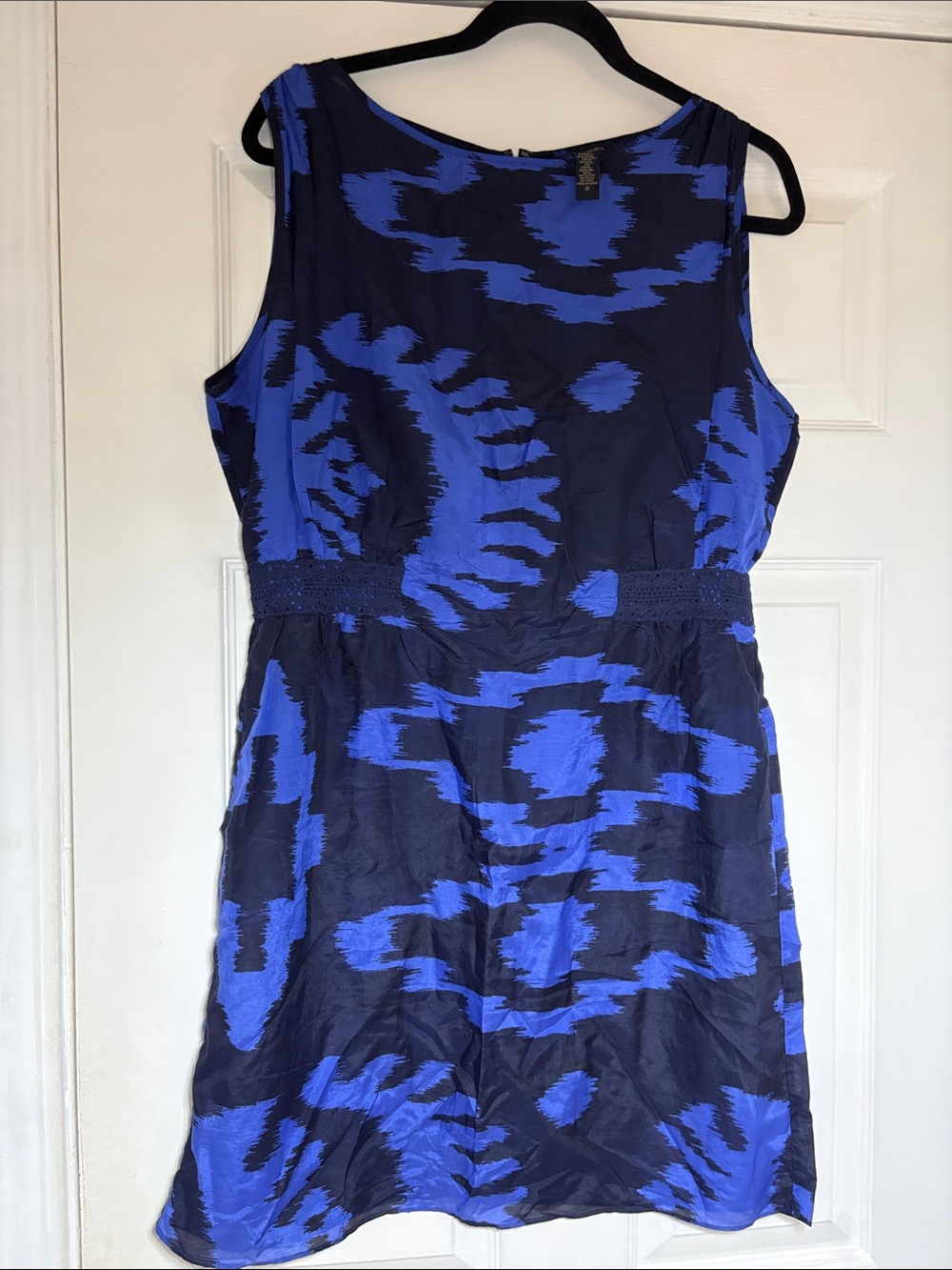 Banana Republic Navy and Royal Blue Abstract Sleeveless Mini Dress